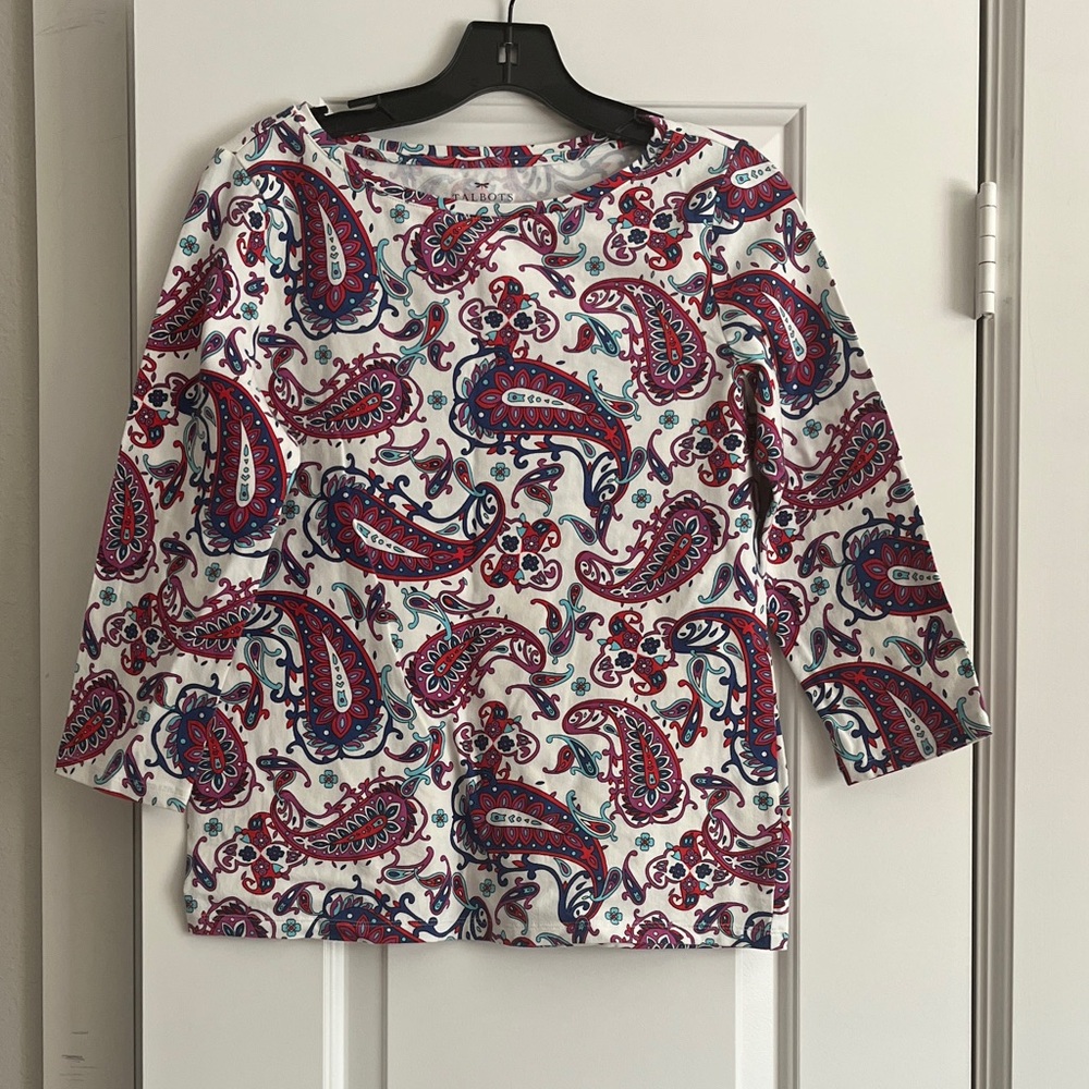 Talbots Multicolor Paisley Three Quarters Sleeve Top